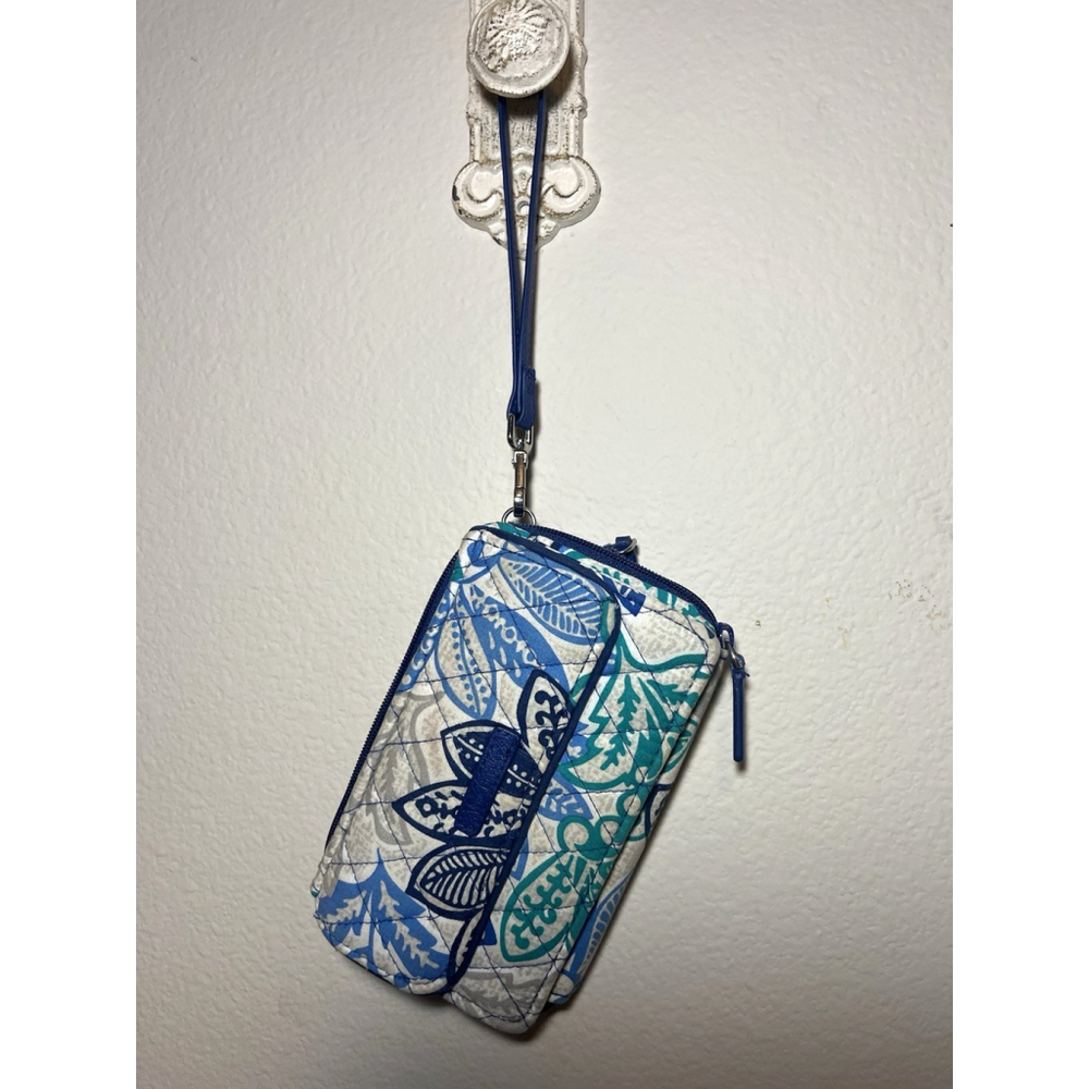 Vera Bradley Santiago Pattern Blue RFID  Wallet Wristlet